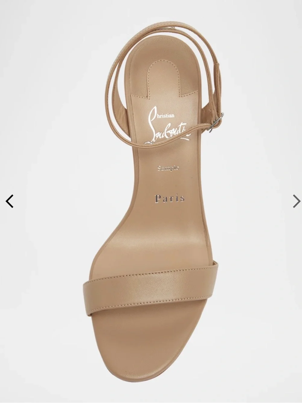 Christian Louboutin Nude Beige Ankle Strap Sandals with Red Sole